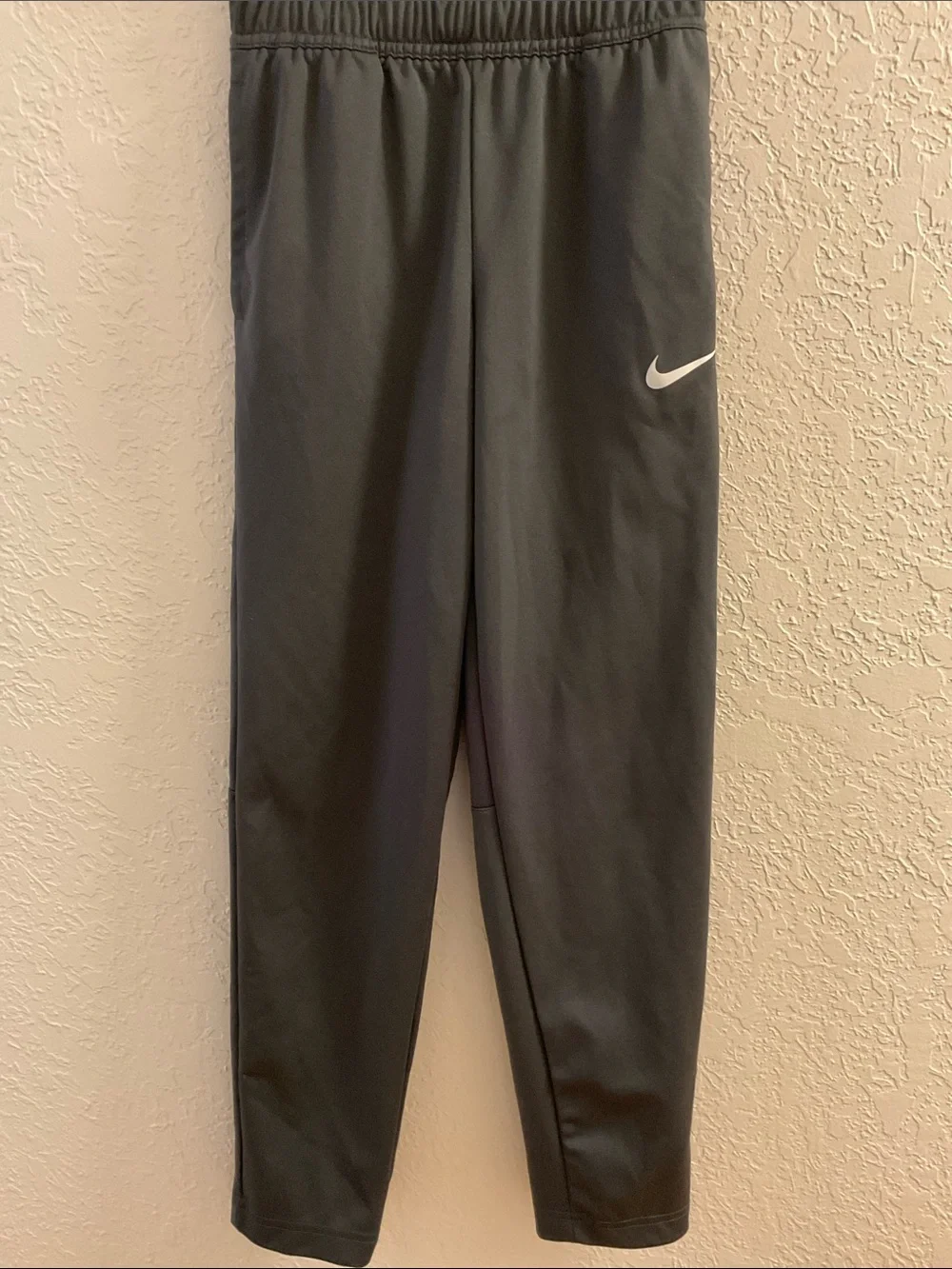 Nike Kids Dri-Fit Charcoal Gray Joggers with White Swoosh